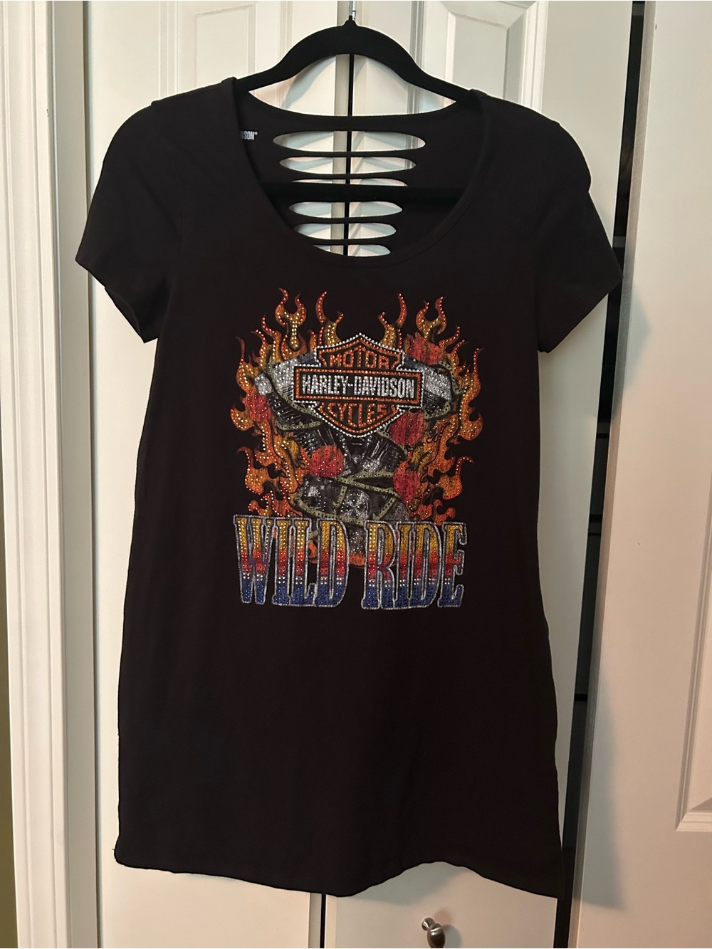 Harley-Davidson Black Short Sleeve 'Wild Ride' Graphic Tee with Ladder Back